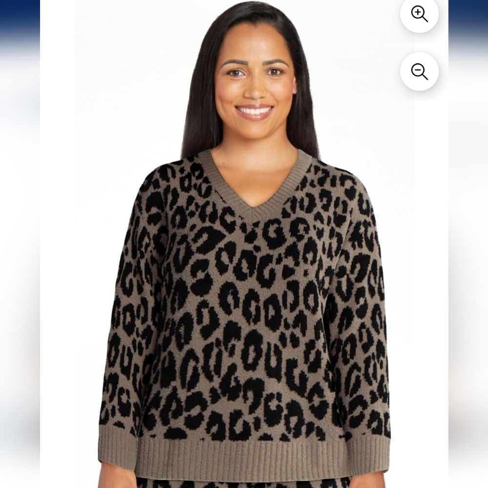 Joyspun V-Neck Animal Print Sweater